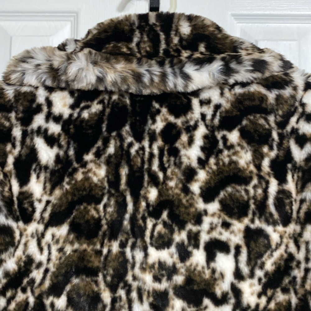 Band of the free animal print black brown cream faux fur jacket coat MEDIUM - Picture 7 of 11